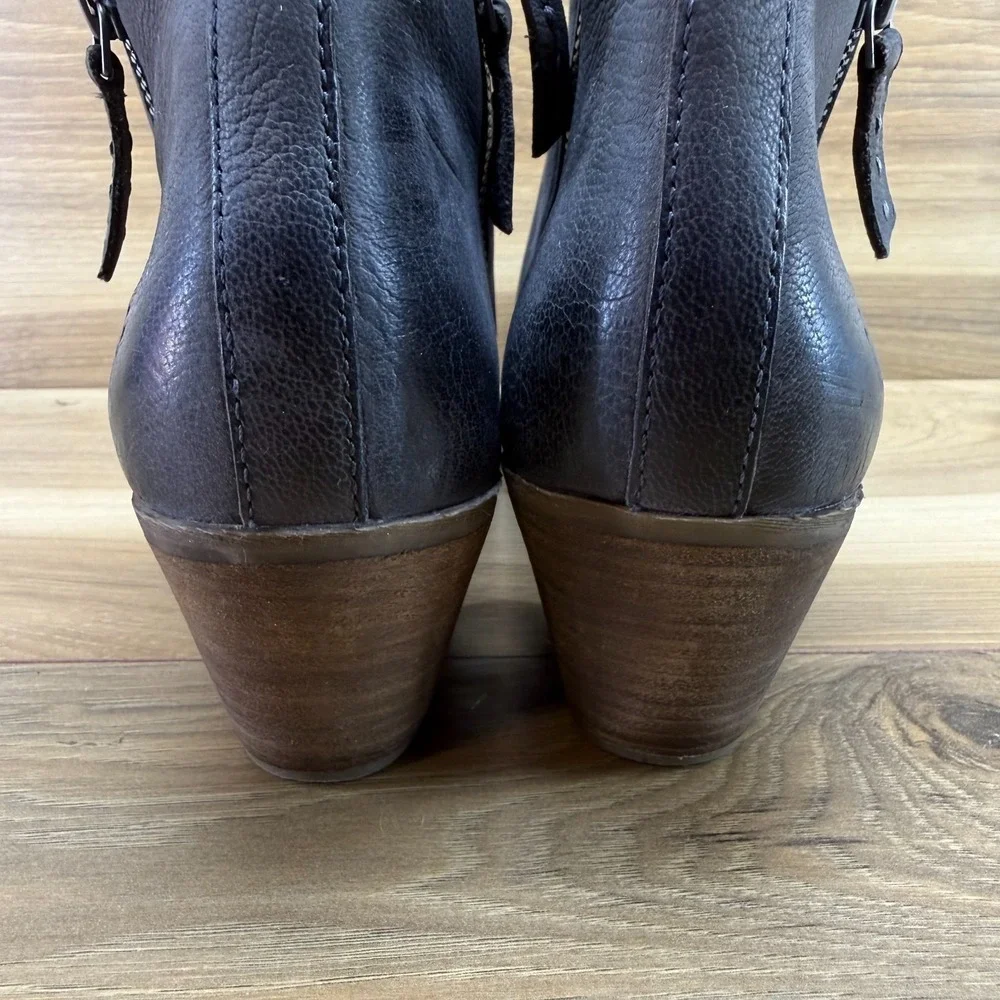 Frye Judith Double Zip Ankle Booties Size 9.5 M Charcoal Gray Leather Festival